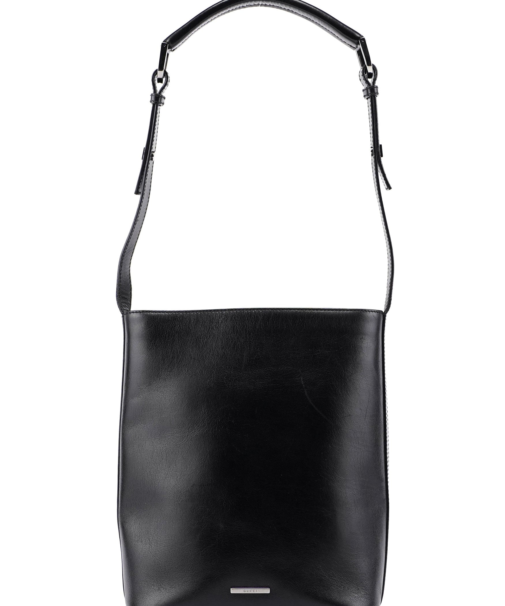 Gucci 001 4286 Black Calfskin Bucket Shoulder Bag