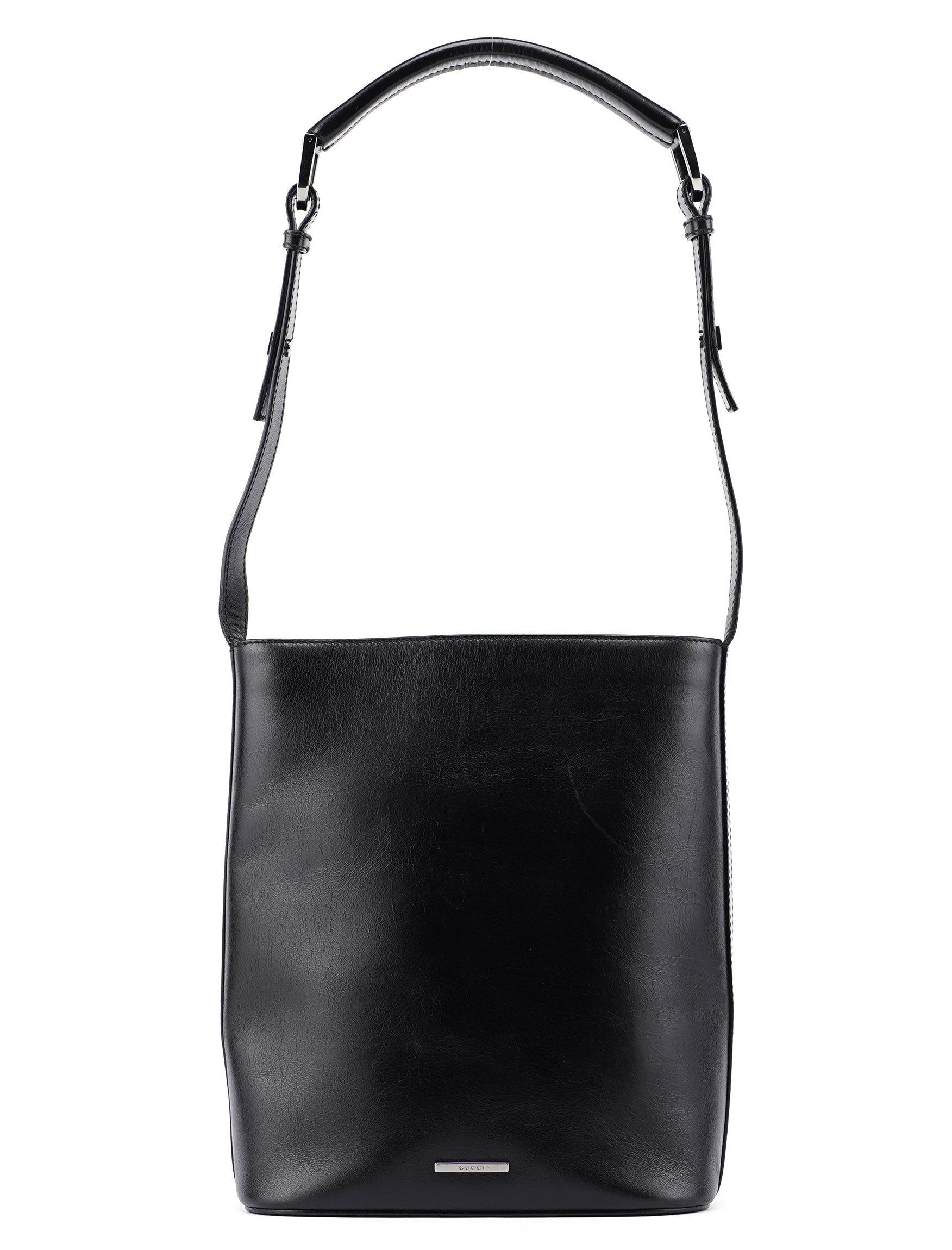 Gucci 001 4286 Black Calfskin Bucket Shoulder Bag