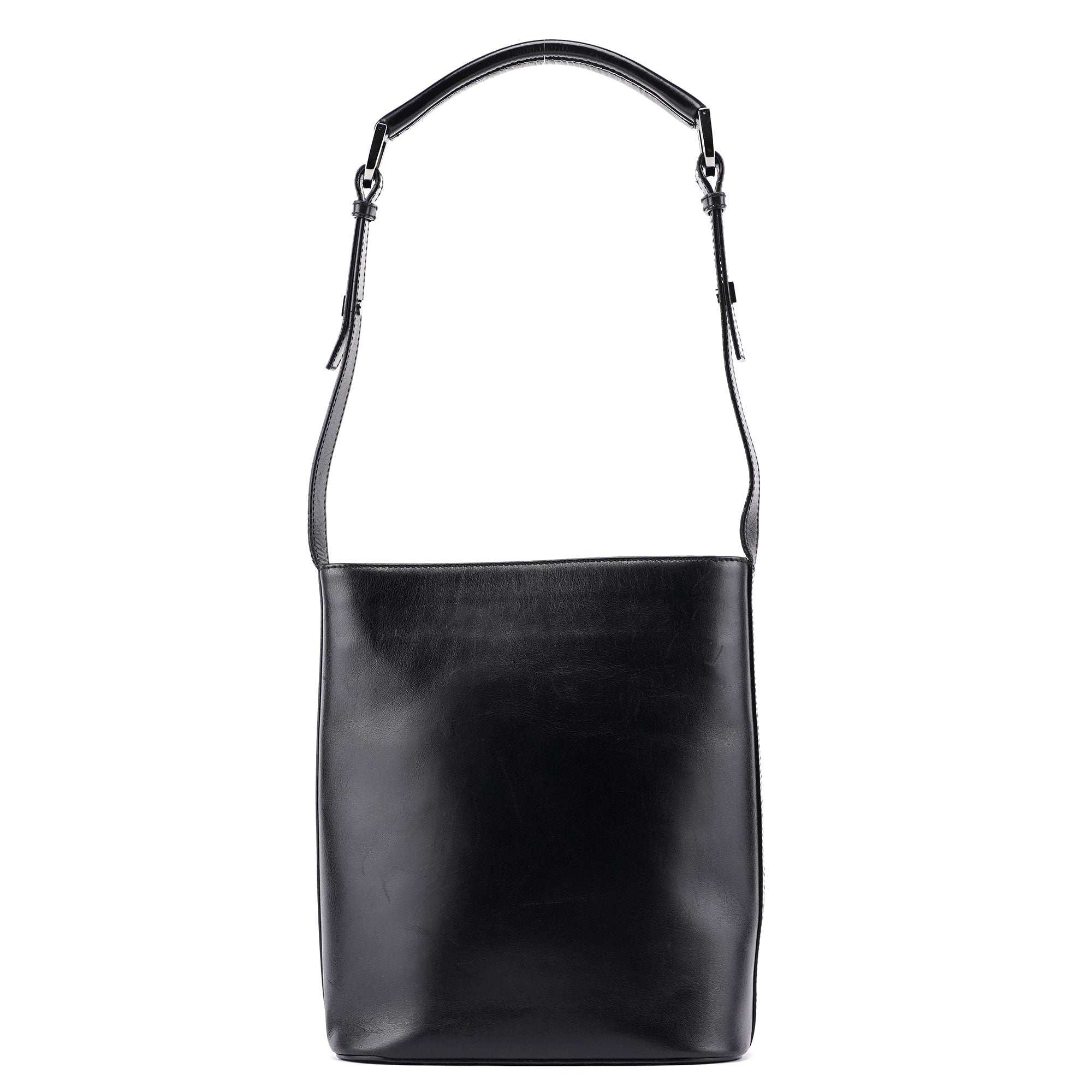 Gucci 001 4286 Black Calfskin Bucket Shoulder Bag