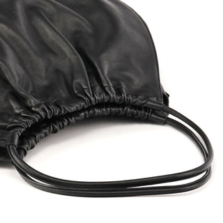 Gucci 001 4332 Black Leather Ruched Hobo Shoulder Bag