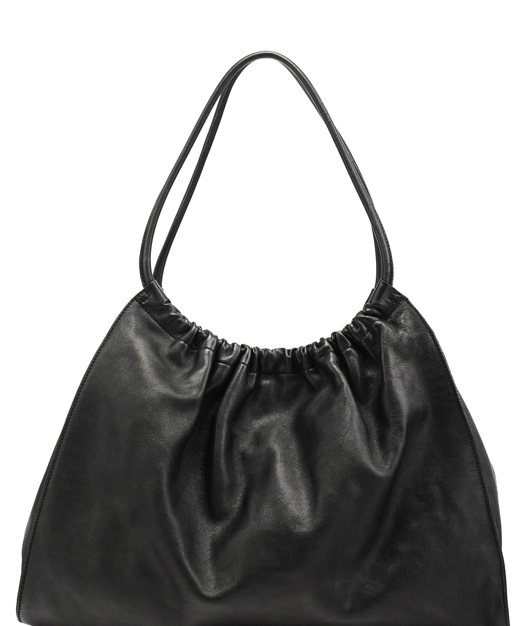 Gucci 001 4332 Borsa hobo arricciata in pelle nera