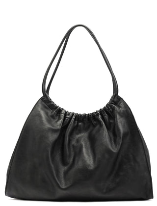 Gucci 001 4332 Black Leather Ruched Hobo Shoulder Bag