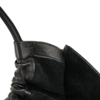 Gucci 001 4332 Black Leather Ruched Hobo Shoulder Bag