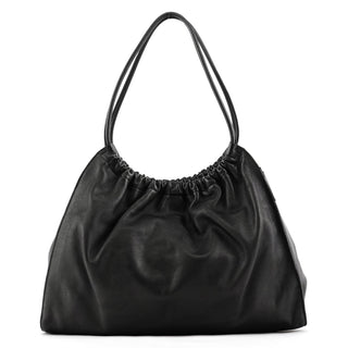 Gucci 001 4332 Black Leather Ruched Hobo Shoulder Bag