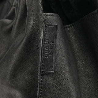 Gucci 001 4332 Black Leather Ruched Hobo Shoulder Bag