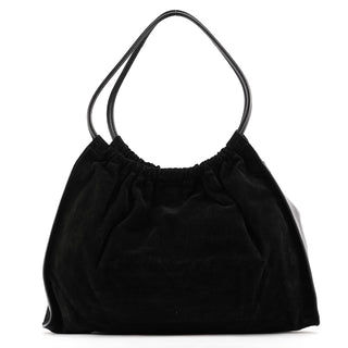 Gucci 001 4332 Black Suede Ruched Shoulder Bag