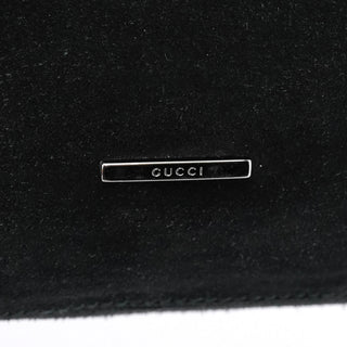 Gucci 001 4332 Black Suede Ruched Shoulder Bag