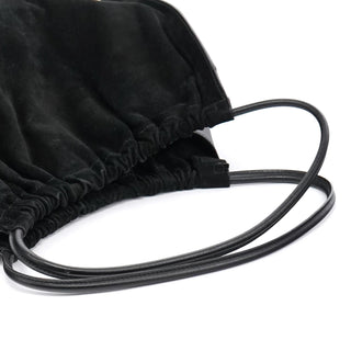 Gucci 001 4332 Black Suede Ruched Shoulder Bag