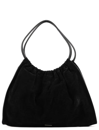 Gucci 001 4332 Black Suede Ruched Shoulder Bag