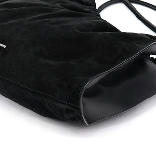 Gucci 001 4332 Black Suede Ruched Shoulder Bag