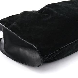Gucci 001 4332 Black Suede Ruched Shoulder Bag
