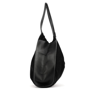 Gucci 001 4332 Black Suede Ruched Shoulder Bag