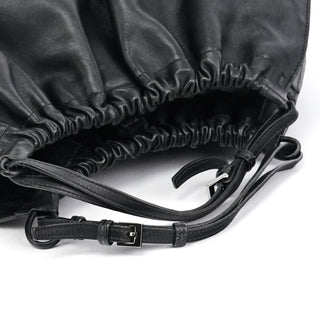 Gucci 001 4335 Black Calfskin Ruched Handbag