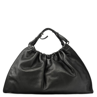 Gucci 001 4335 Black Calfskin Ruched Handbag
