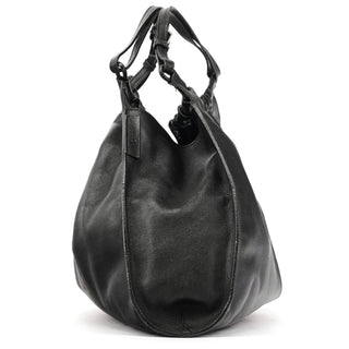 Gucci 001 4335 Black Calfskin Ruched Handbag