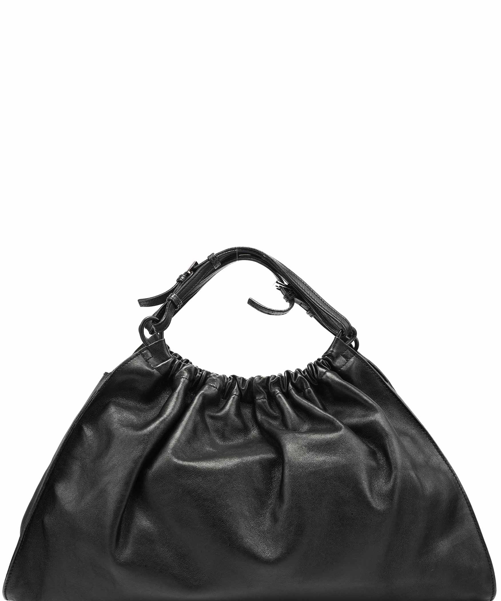 Gucci 001 4335 Black Calfskin Ruched Handbag