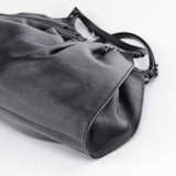 Gucci 001 4335 Black Calfskin Ruched Tote Bag