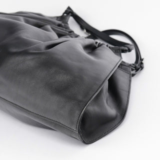 Gucci 001 4335 Black Calfskin Ruched Tote Bag