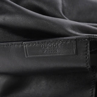 Gucci 001 4335 Black Calfskin Ruched Tote Bag