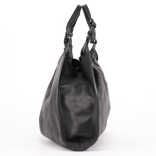 Gucci 001 4335 Black Calfskin Ruched Tote Bag