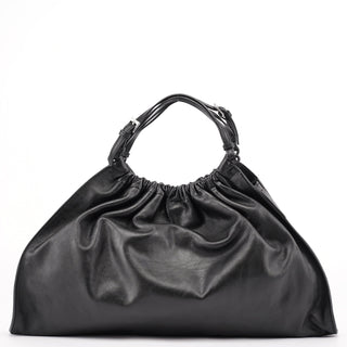 Gucci 001 4335 Black Calfskin Ruched Tote Bag