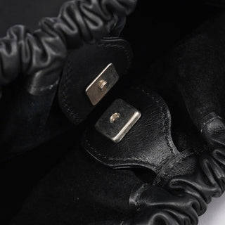 Gucci 001 4335 Black Calfskin Ruched Tote Bag