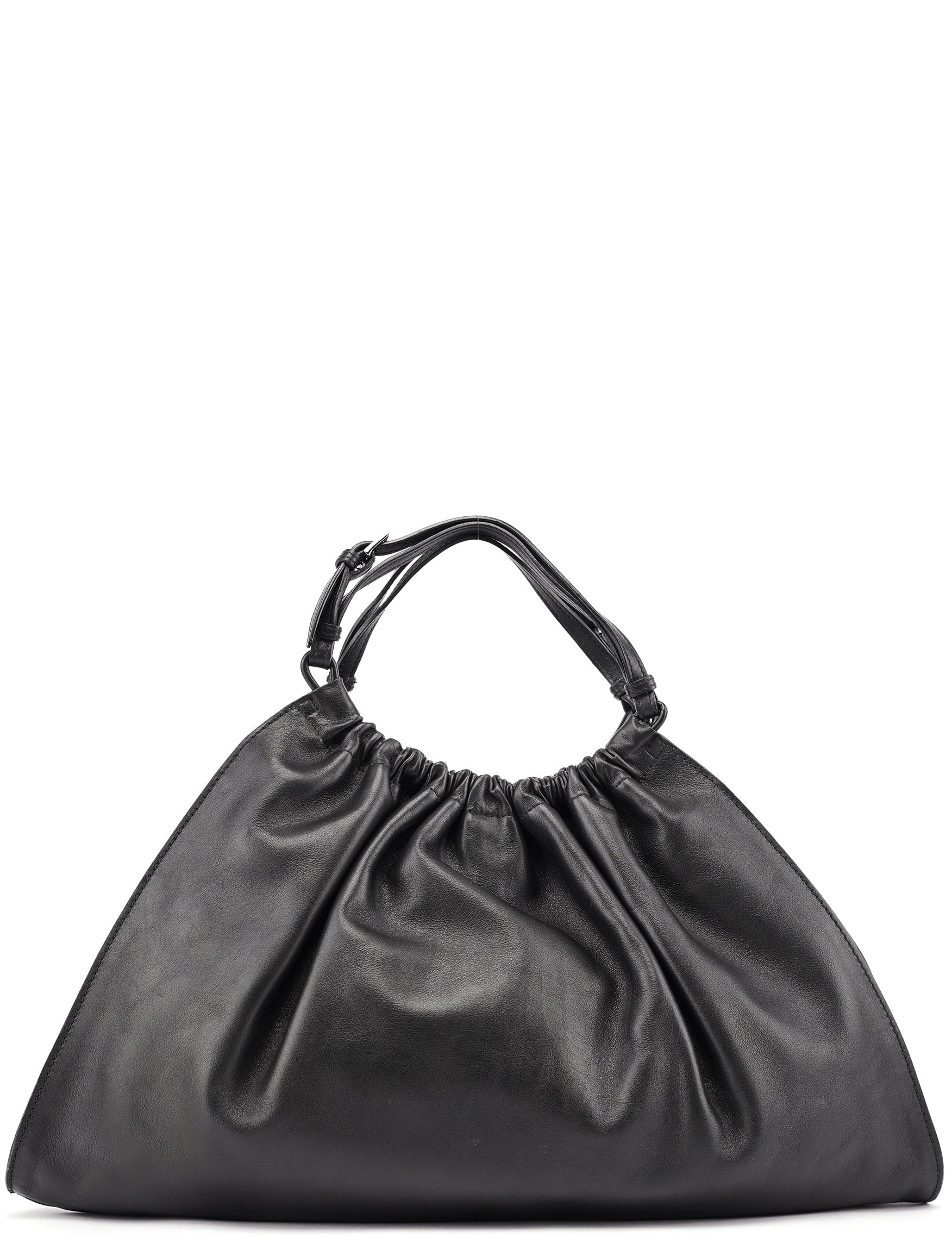 Gucci 001 4335 Black Calfskin Ruched Tote Bag