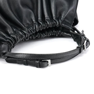 Gucci 001 4335 Black Ruched Calfskin Shoulder Bag