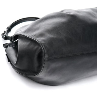 Gucci 001 4335 Black Ruched Calfskin Shoulder Bag