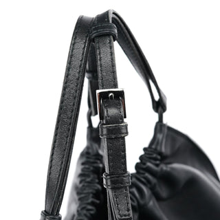 Gucci 001 4335 Black Ruched Calfskin Shoulder Bag