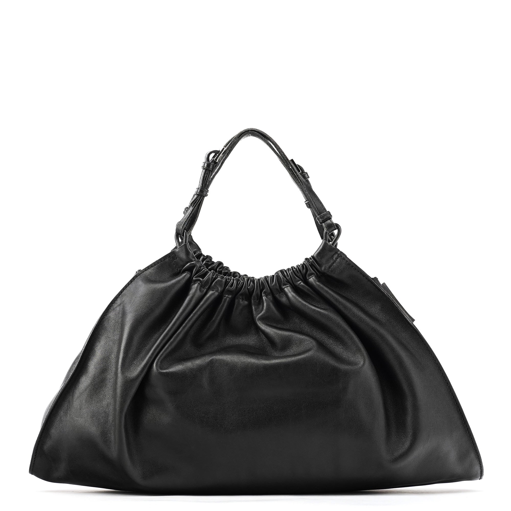 Gucci 001 4335 Black Ruched Calfskin Shoulder Bag