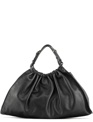 Gucci 001 4335 Black Ruched Calfskin Shoulder Bag
