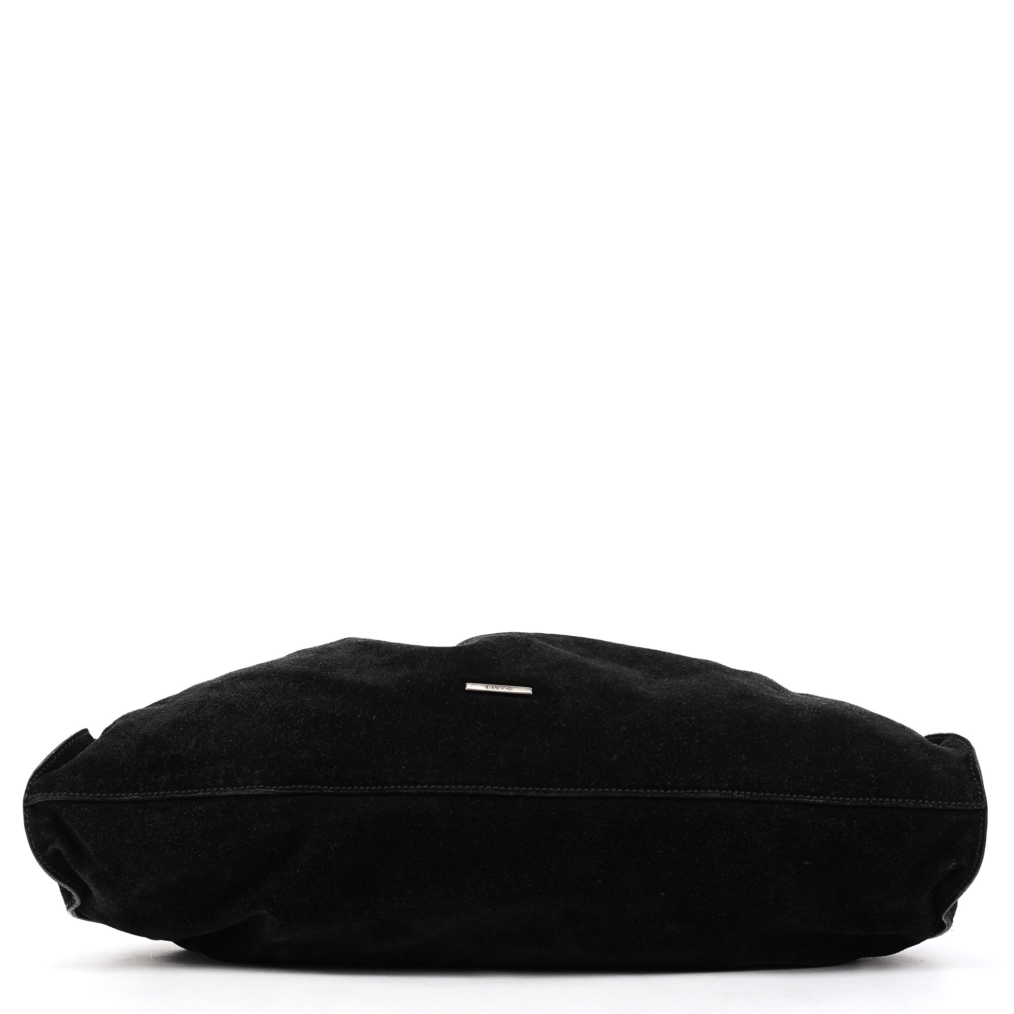 Gucci 001 4335 Black Suede Ruched Handbag