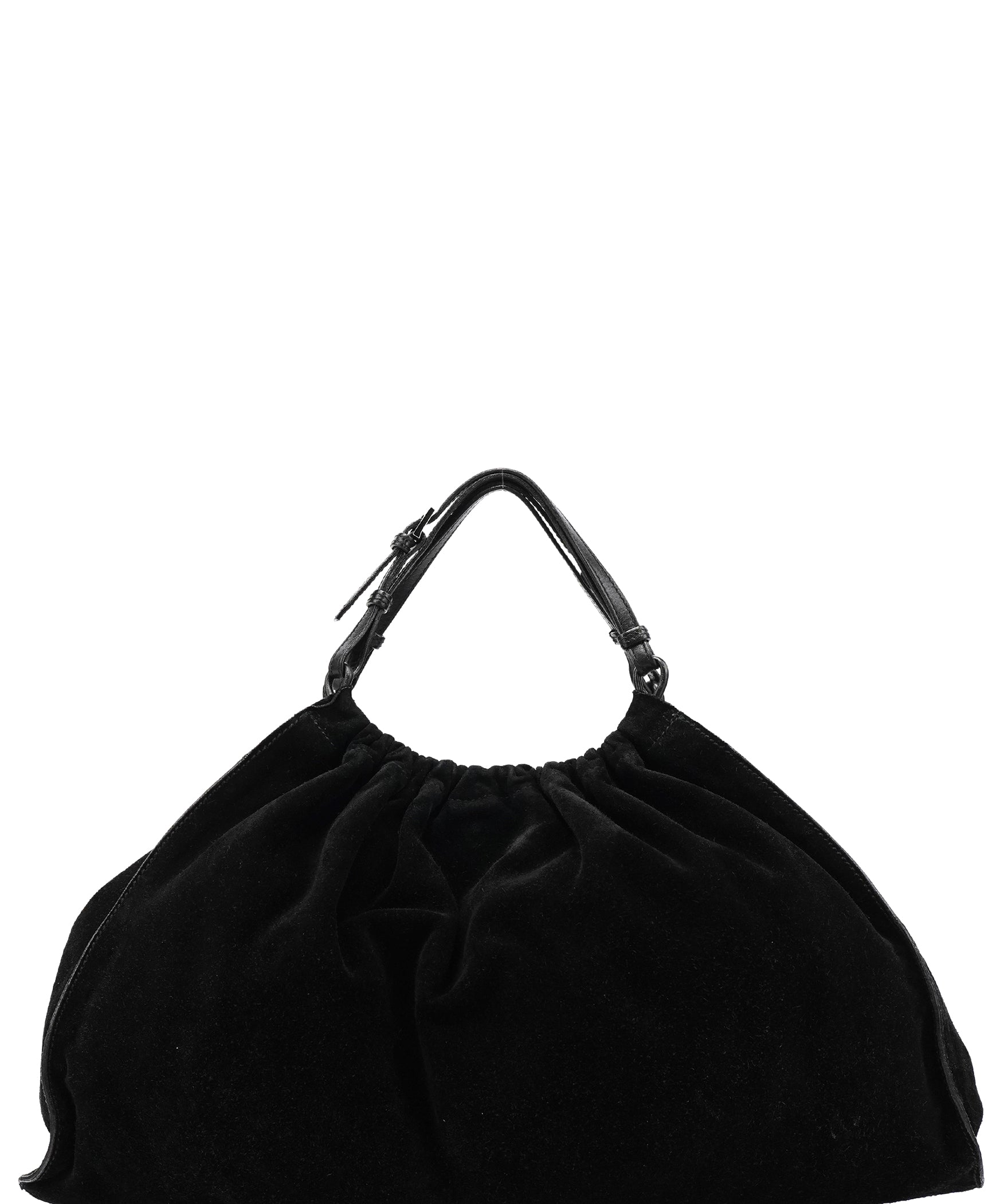 Gucci 001 4335 Borsa a mano arricciata in camoscio nero