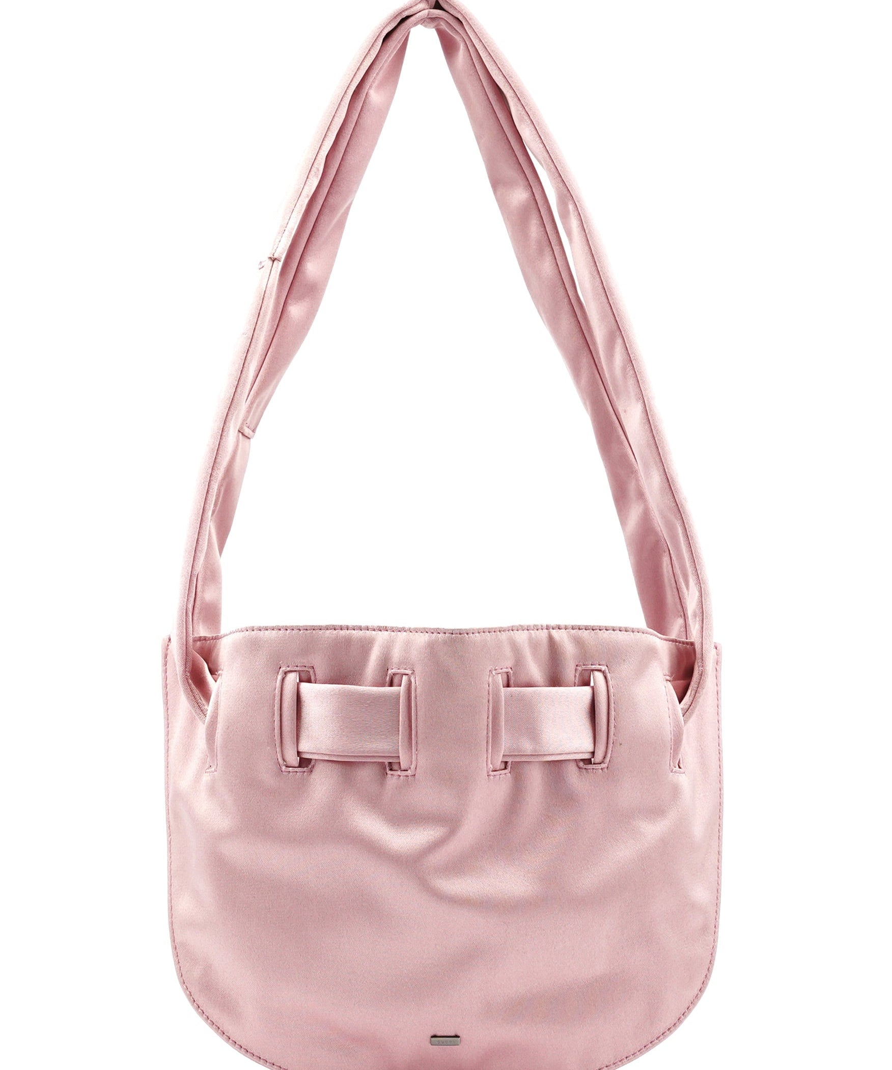 Gucci 001 4399 Pink Satin Drawstring Shoulder Bag