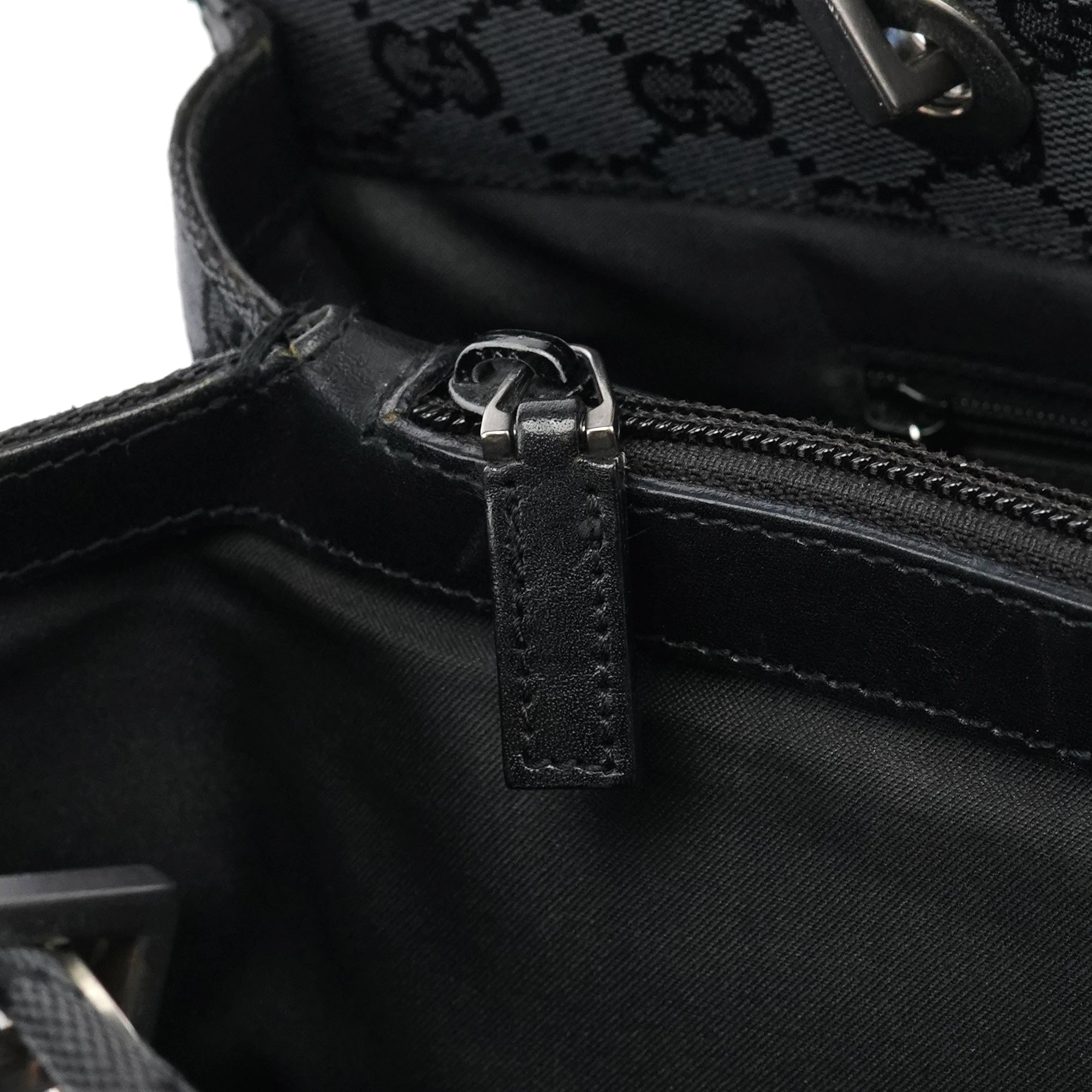 Gucci 002 1010 Anthracite GG Bamboo Tote Bag