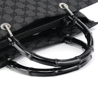 Gucci 002 1010 Anthracite GG Bamboo Tote Bag