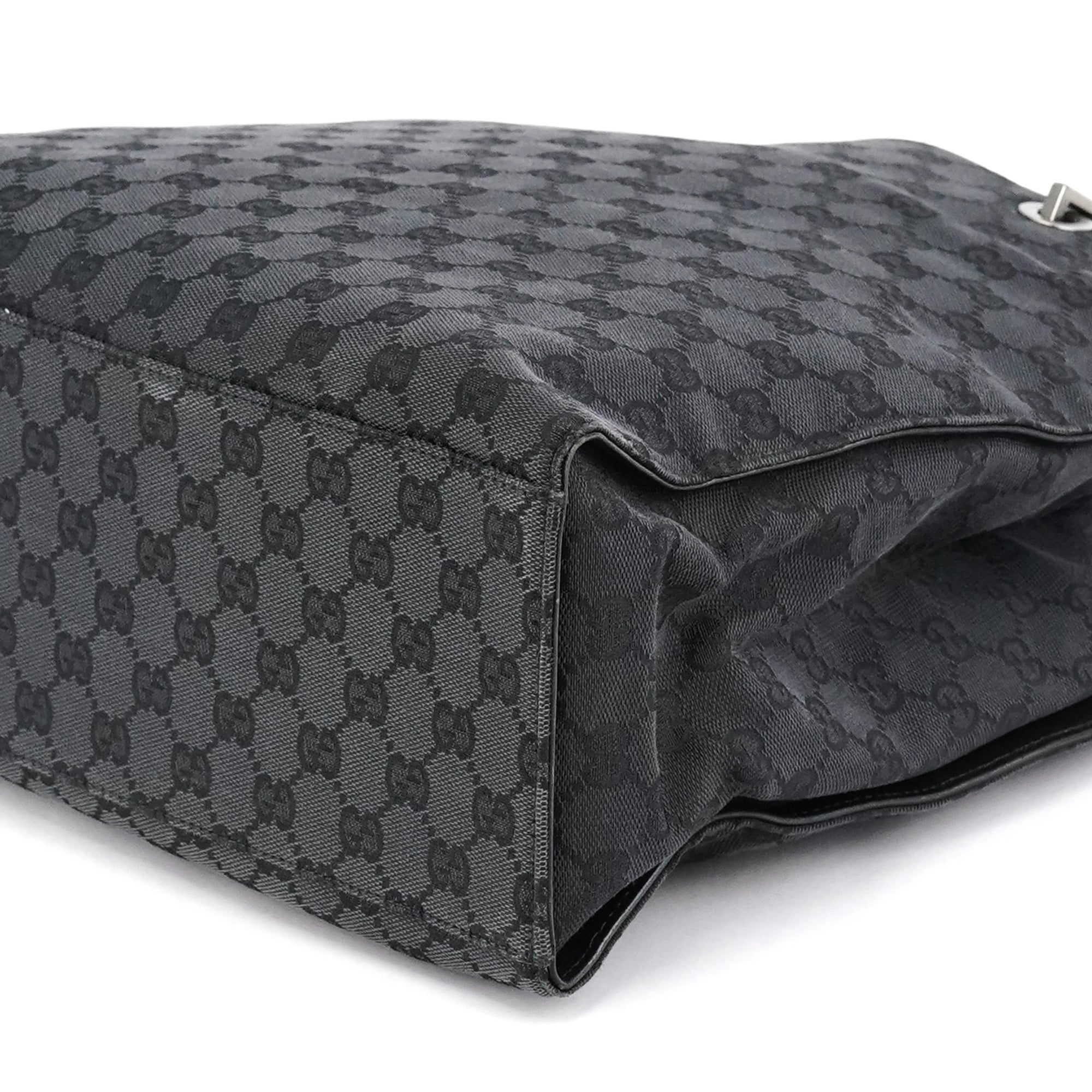 Gucci 002 1010 Anthracite GG Bamboo Tote Bag