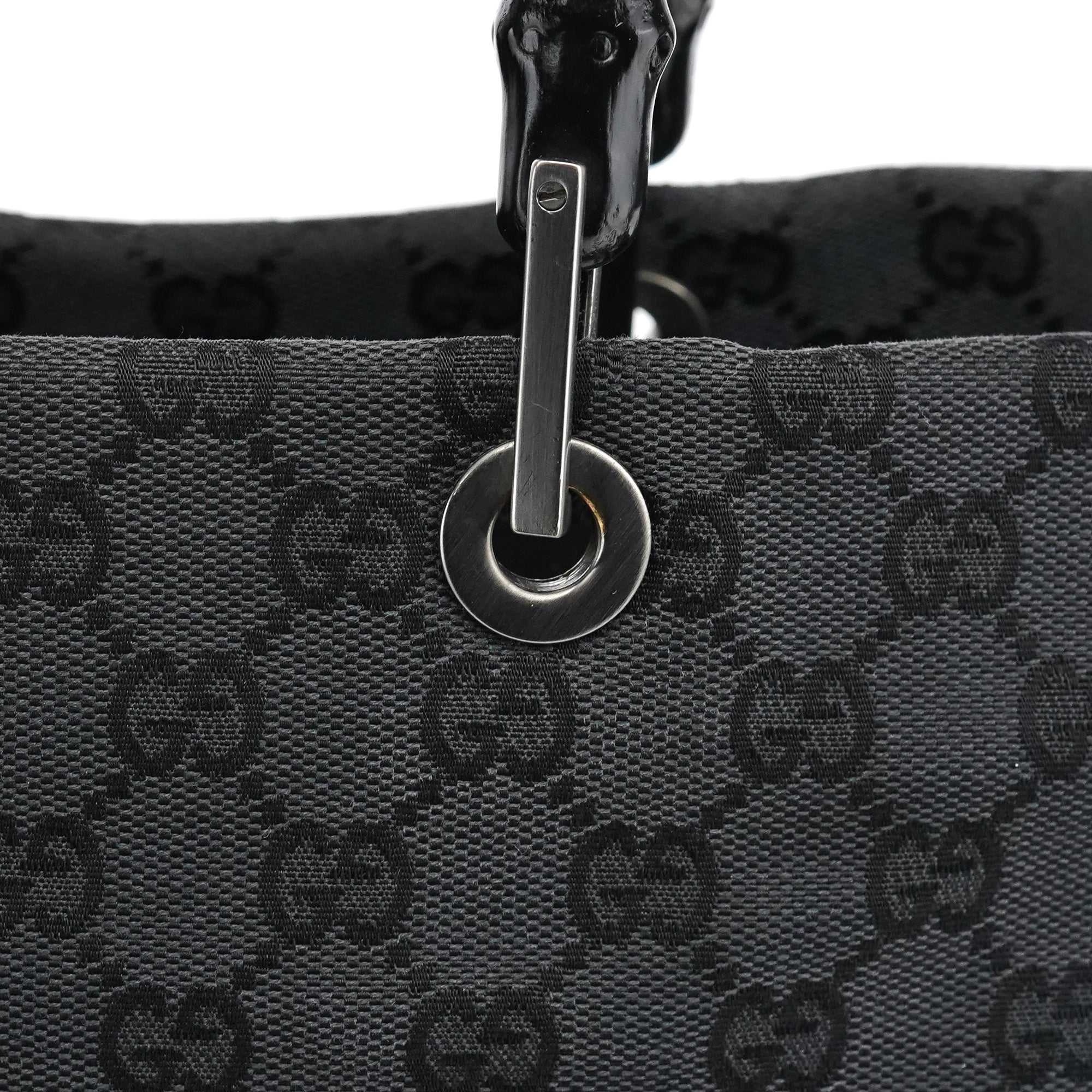 Gucci 002 1010 Anthracite GG Bamboo Tote Bag