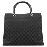 Gucci 002 1010 Anthracite GG Bamboo Tote Bag