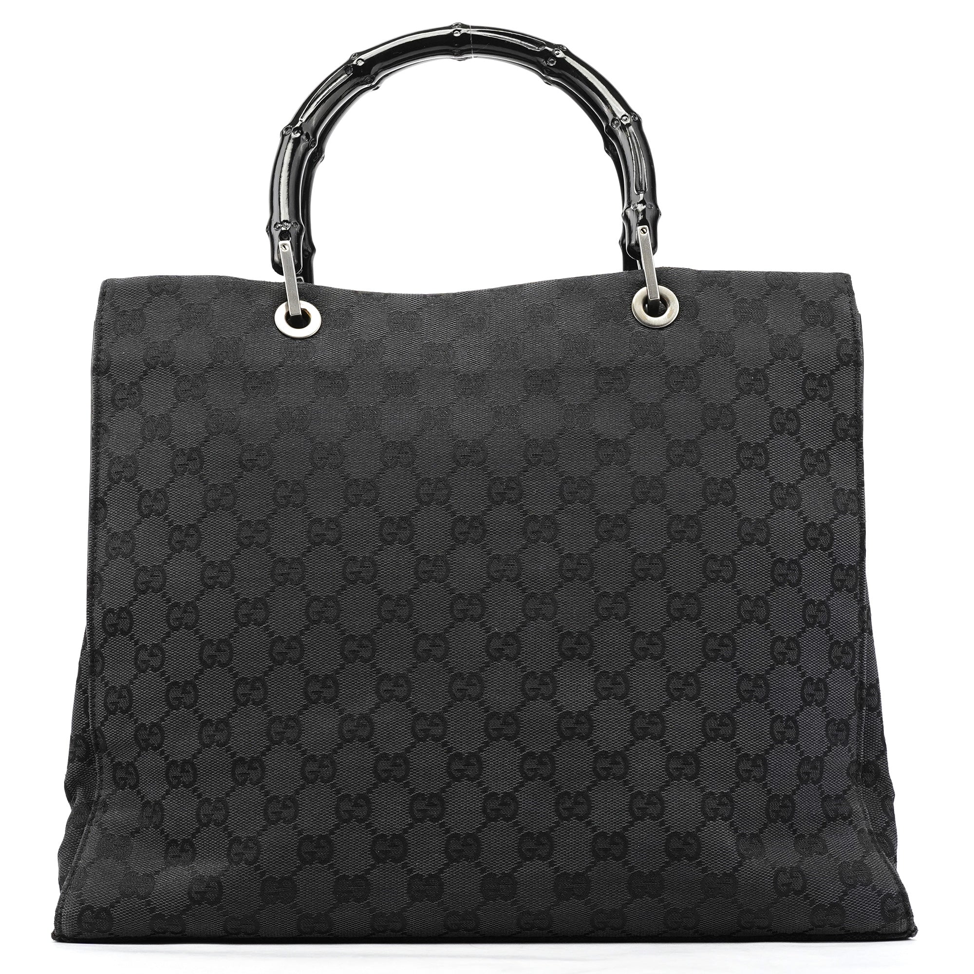 Gucci 002 1010 Anthracite GG Bamboo Tote Bag