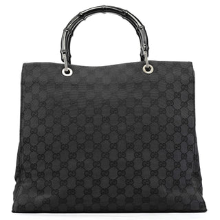 Gucci 002 1010 Anthracite GG Bamboo Tote Bag
