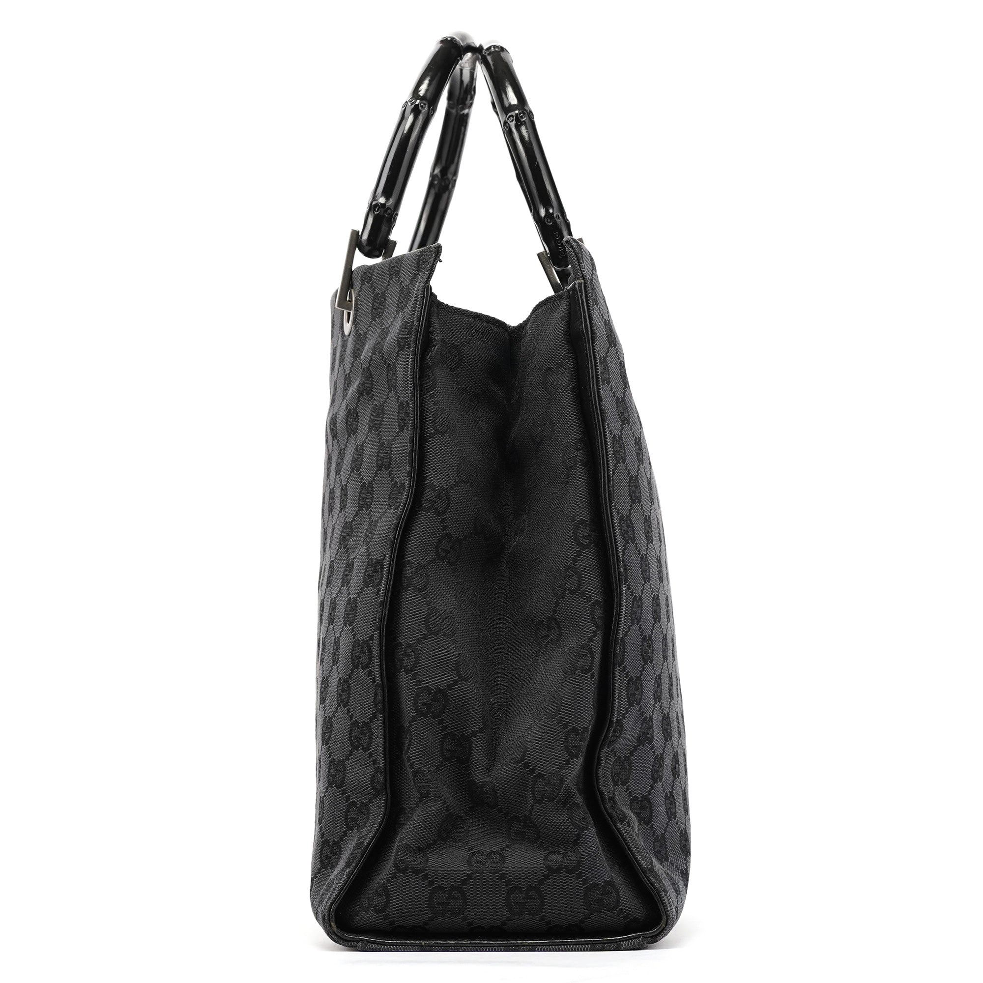 Gucci 002 1010 Anthracite GG Bamboo Tote Bag