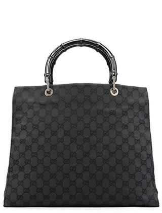 Gucci 002 1010 Anthracite GG Bamboo Tote Bag