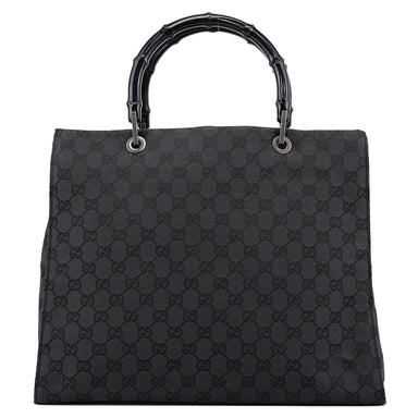 Gucci 002 1010 Anthracite GG Bamboo Tote Bag