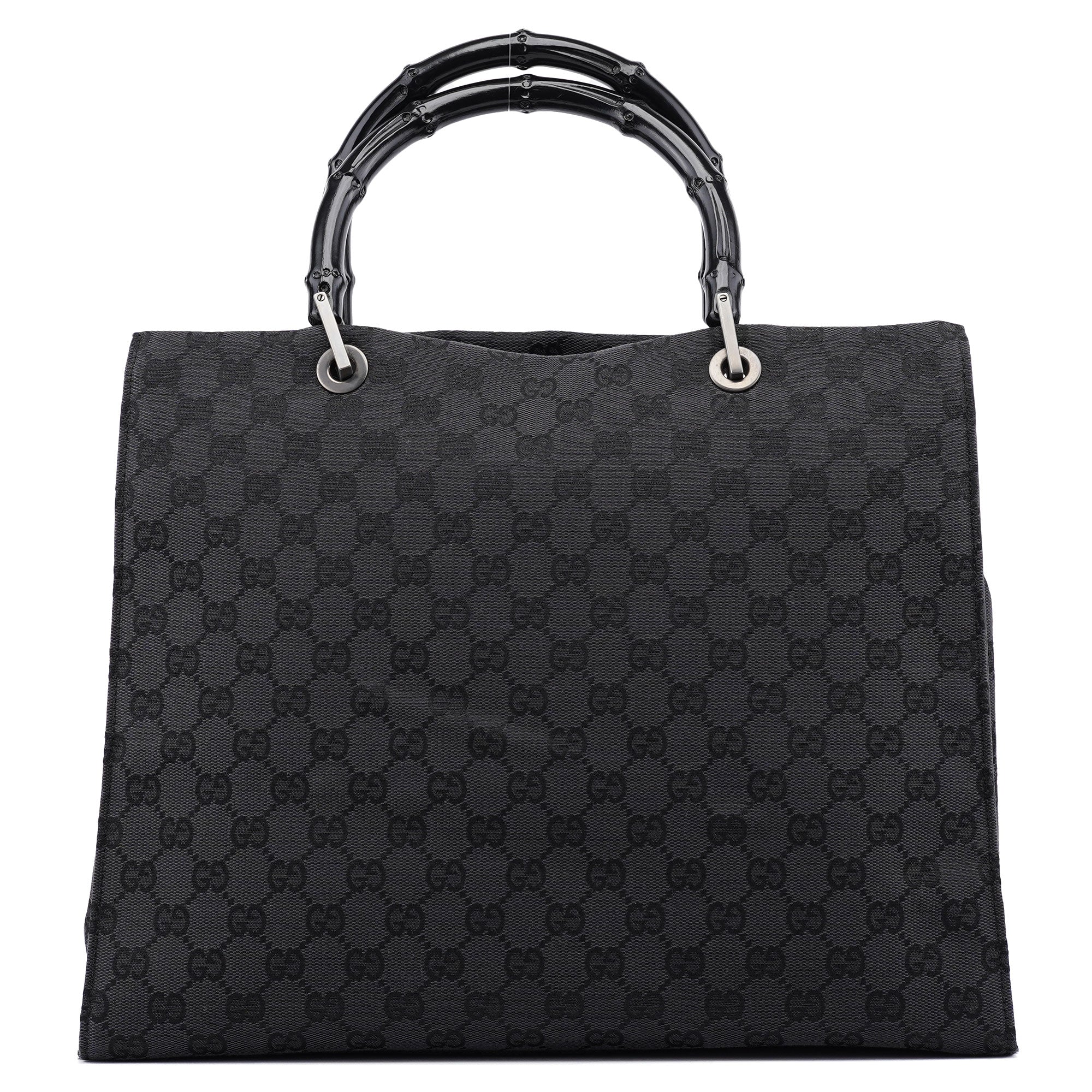 Gucci 002 1010 Anthracite GG Bamboo Tote Bag