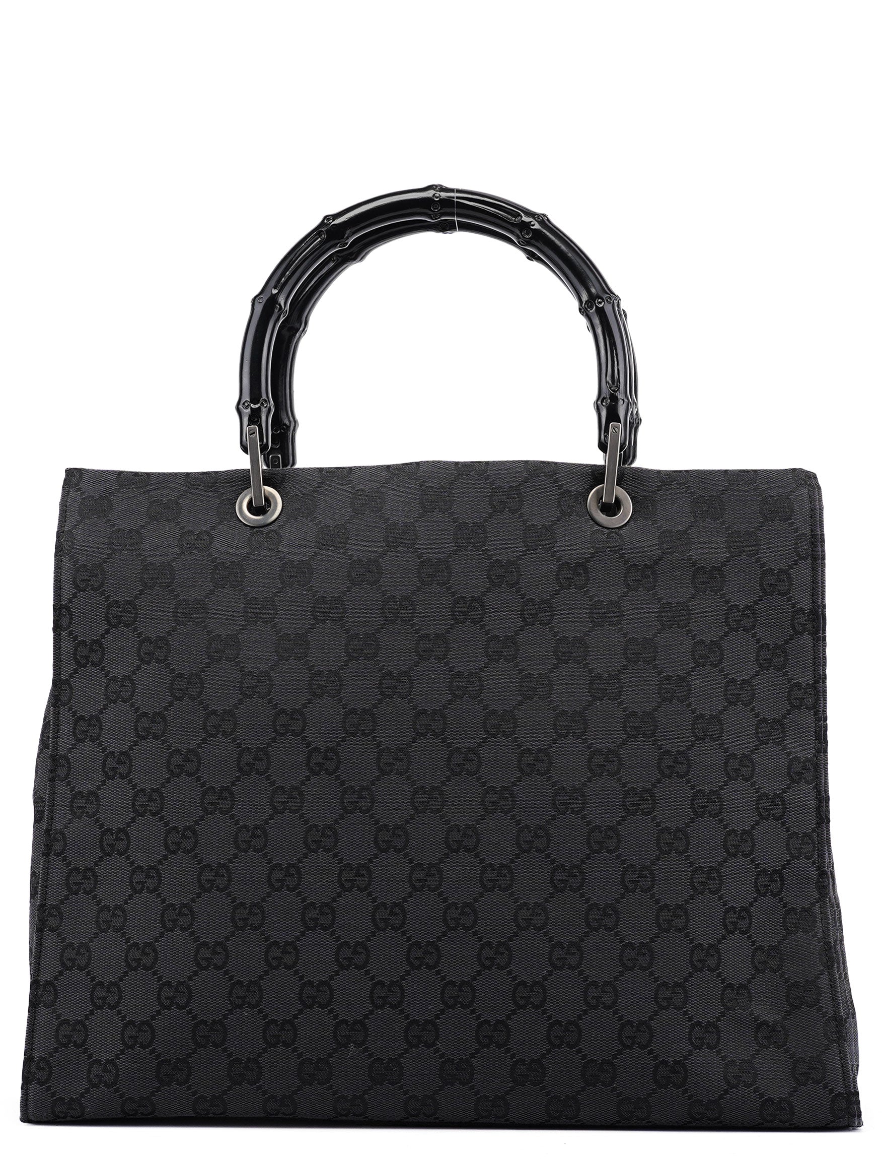 Gucci 002 1010 Anthracite GG Bamboo Tote Bag