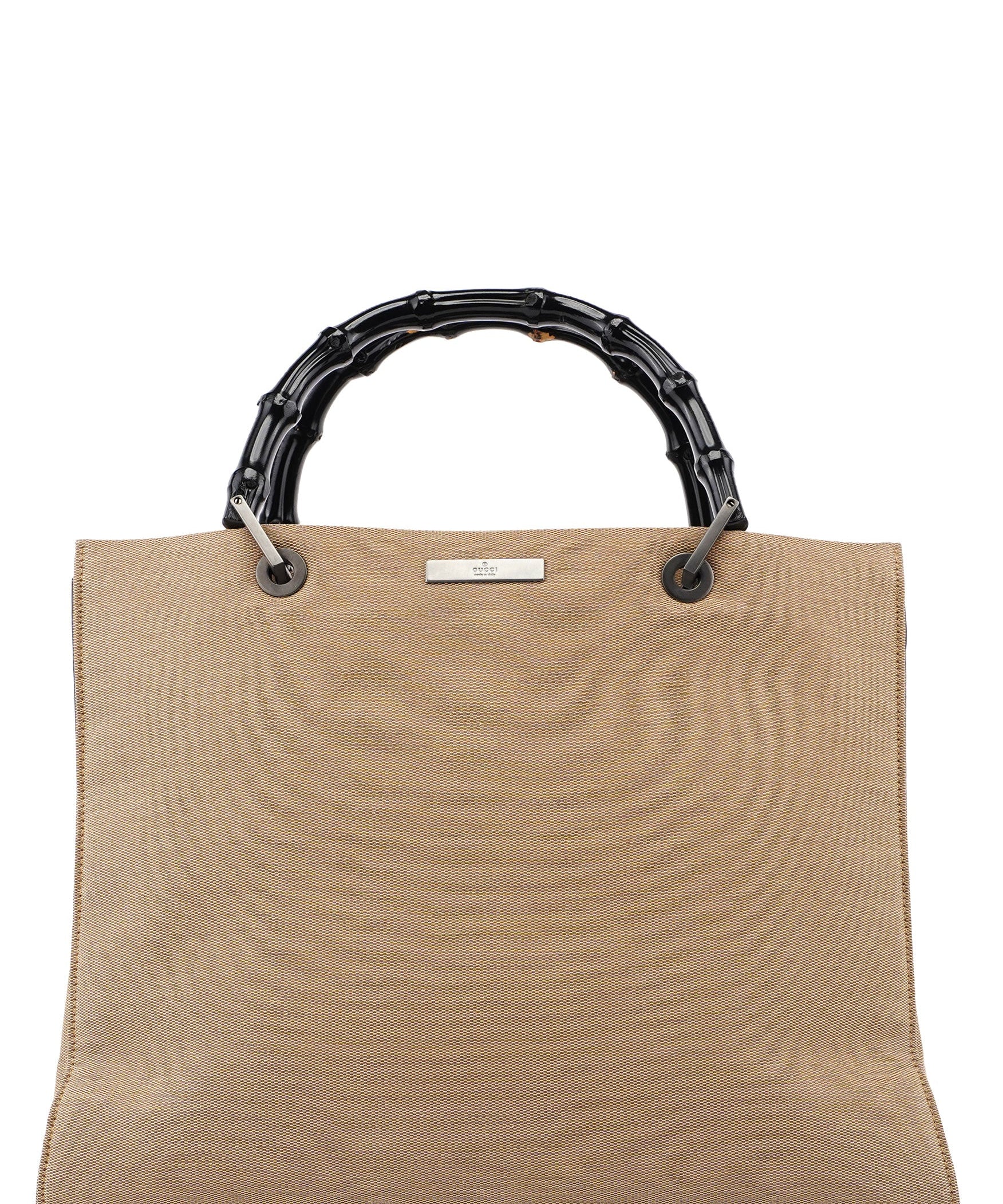 Gucci 002 1010 Beige Bamboo Tote Bag