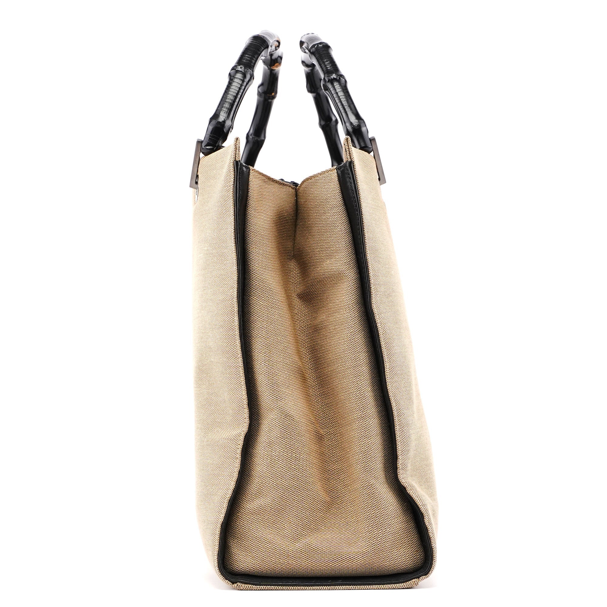Gucci 002 1010 Sac cabas Bamboo en toile beige