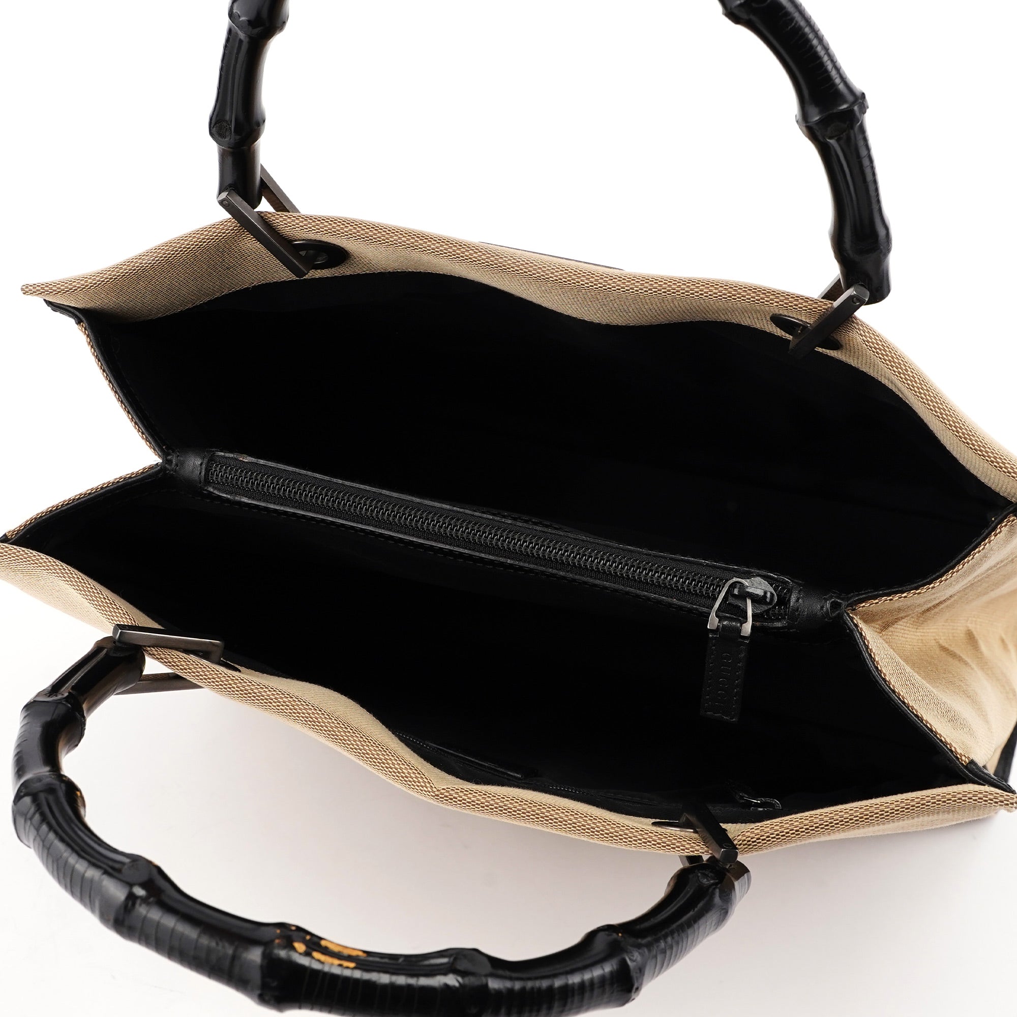 Gucci 002 1010 Sac cabas Bamboo en toile beige